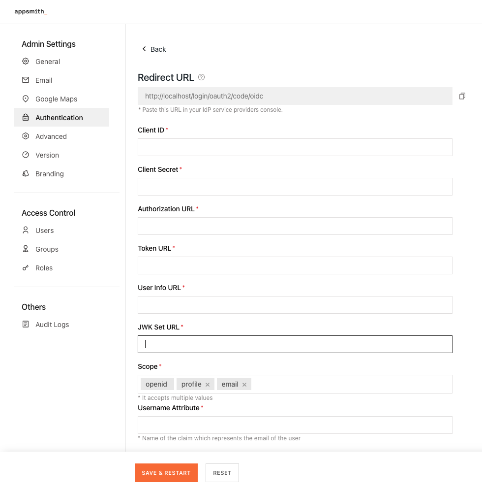 OIDC configurations